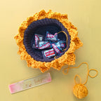 Handmade Sunflower Basket – Crochet Floral Storage Basket for Home Décor