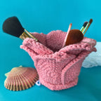 Lotus Makeup Brush Holder | Handmade Brush Organizer in Pink (Crochet)
