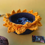 Handmade Sunflower Basket – Crochet Floral Storage Basket for Home Décor