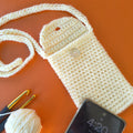 Phone Sling Pouch – Warm White Crochet Crossbody Phone Holder | Handmade Minimal Everyday Bag