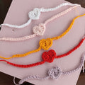 Pack of 5 | You Belong With Me Crochet Heart Bracelet Set – Handmade Friendship Bands in White, Pink, Lavender, Red & Yellow