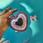 Evil Eye Heart “You” Keychain (Purple) – Handmade Crochet Protective Charm