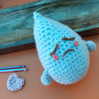 Rotlu - Blue Sadness Plushie – Amigurumi Crochet Comfort Toy | Handmade Emotional Support Plush | Soft Self-Care Gift for Kids & Adults