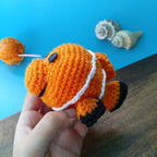 Nemo-Inspired Crochet Fish Plushie – Handmade Palm-Sized Toy