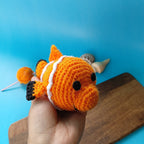 Nemo-Inspired Crochet Fish Plushie – Handmade Palm-Sized Toy
