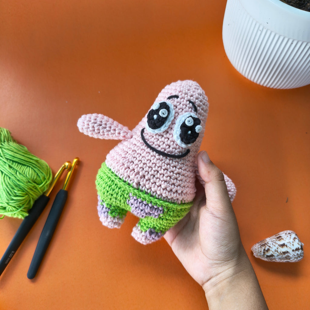 Patrick Star Crochet Plushie – Handmade Spongebob Inspired Toy