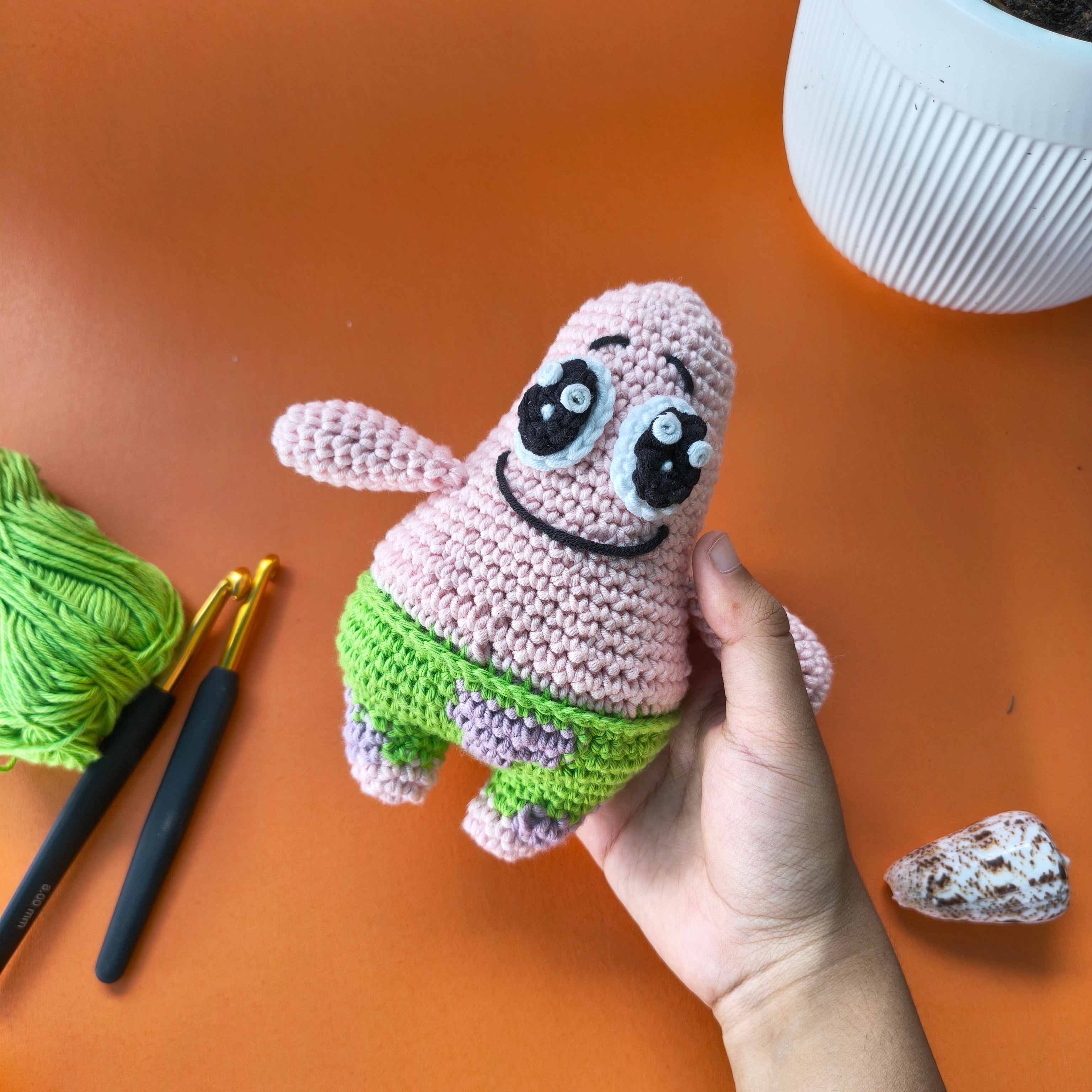 Patrick Star Crochet Plushie – Handmade Spongebob Inspired Toy