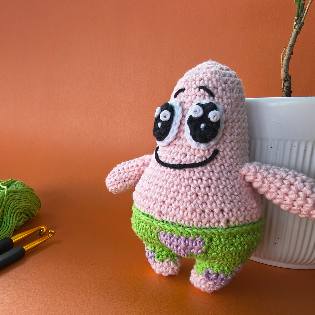 Patrick Star Crochet Plushie – Handmade Spongebob Inspired Toy