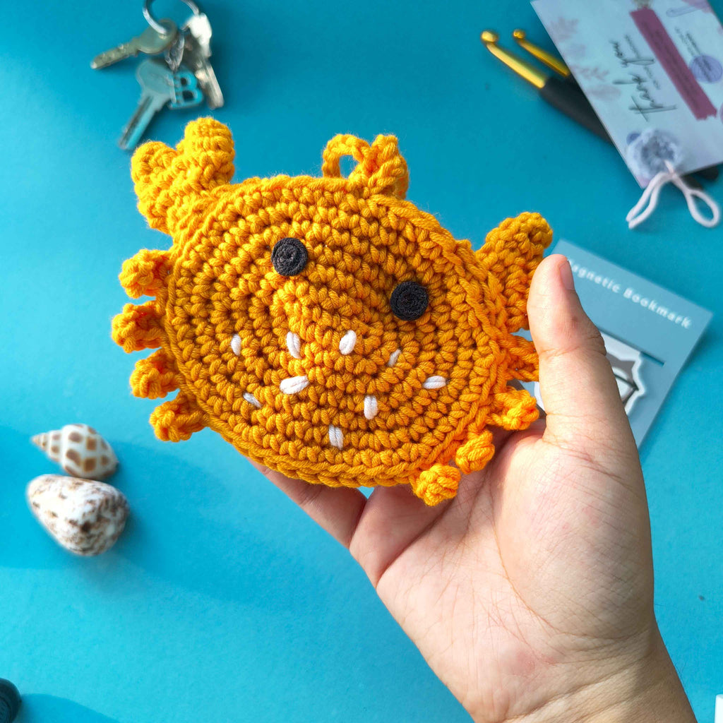 Mini Pouch Crab with String – Handmade Crochet Pouch