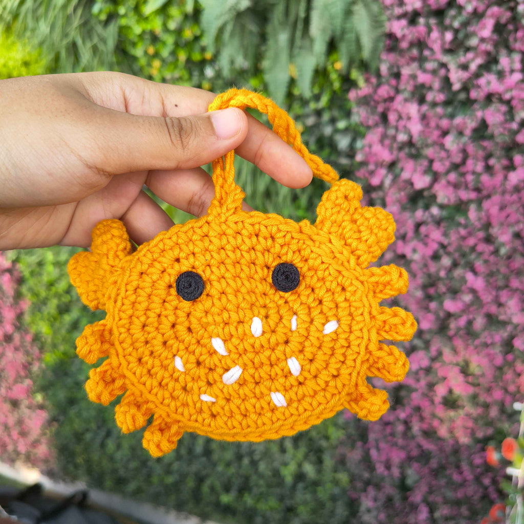 Mini Pouch Crab with String – Handmade Crochet Pouch