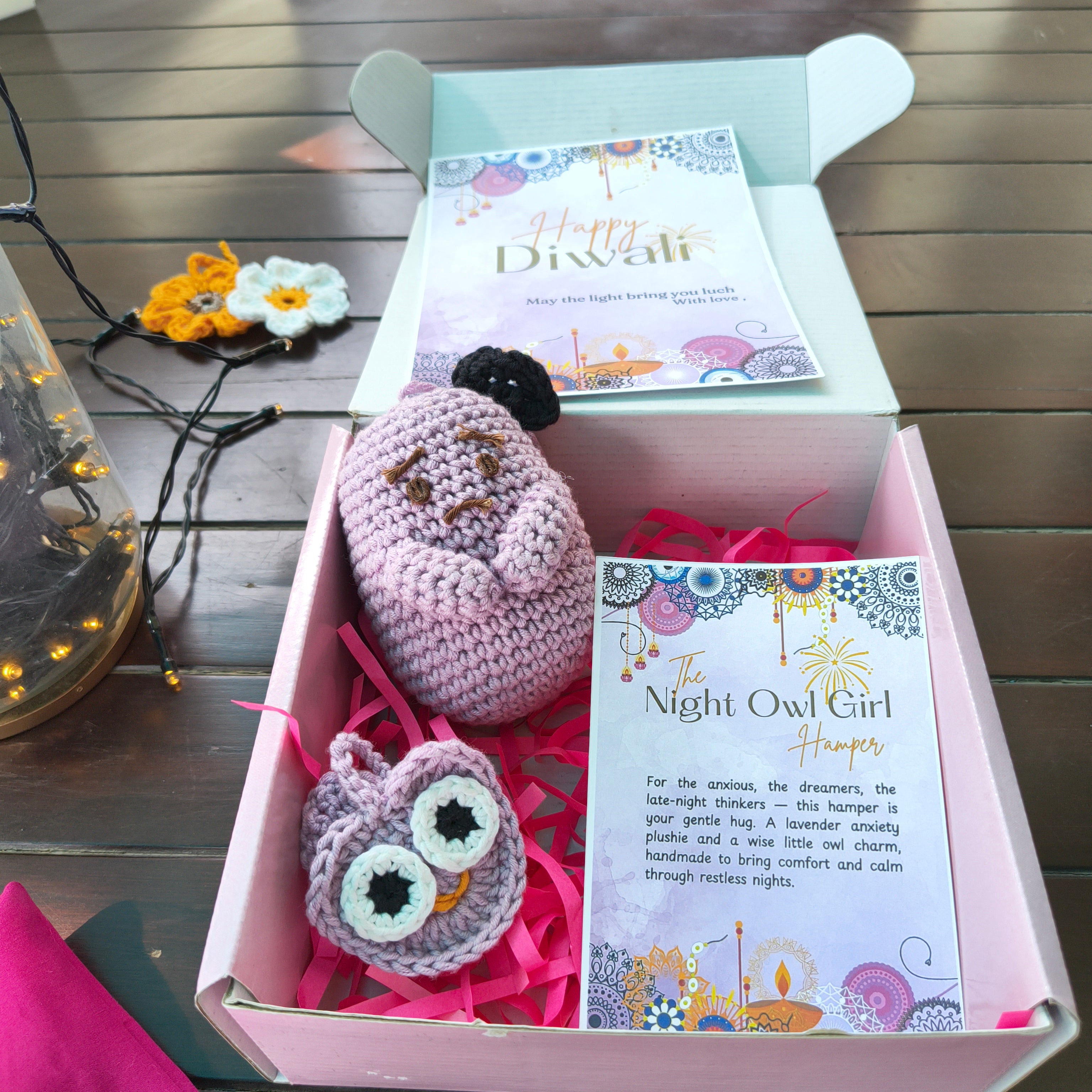 Hamper The Night Owl Girl Set – Lavender Anxiety Plushie & Owl Charm