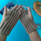 Gloves – Brown Fingerless Crochet Handwarmers | Handmade Fully Ribbed Stretch Gloves