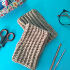 Gloves – Brown Fingerless Crochet Handwarmers | Handmade Fully Ribbed Stretch Gloves