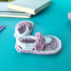 Newborn Baby Flip Flop Chappal – Lavender & White | Handmade Crochet Soft Baby Footwear (4 inch)