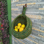 Hanging Kitchen Basket – Handmade Crochet Cocoon Storage Basket with Metal Ring