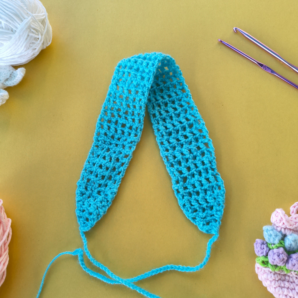 Headband Blue Crochet Net – Handmade Lightweight Hair Accessory