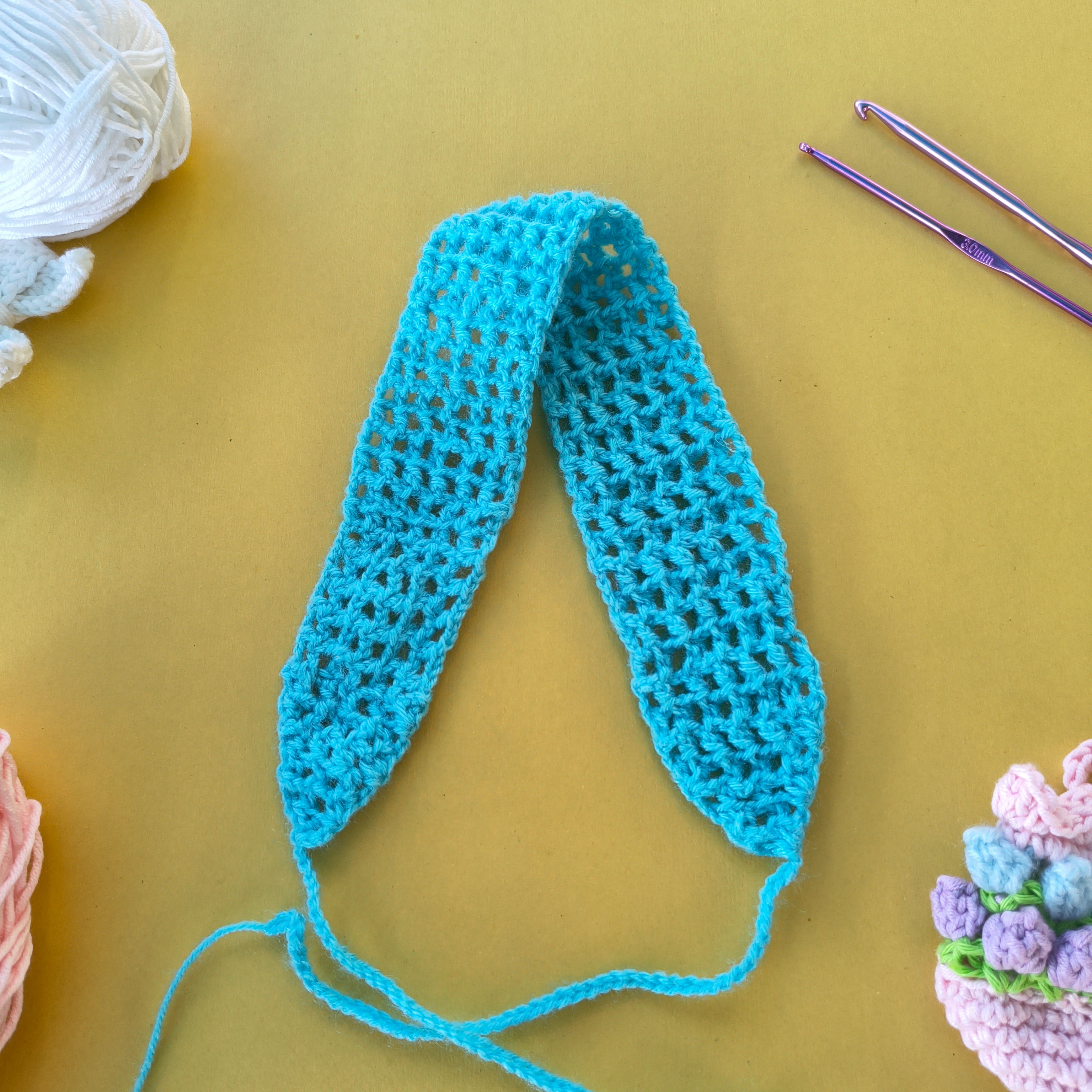 Headband Blue Crochet Net – Handmade Lightweight Hair Accessory