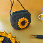 Sunflower Crochet Sling Bag – Handmade Bag with Zip & Lining