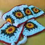 Sunflower Crochet Scarf – Handmade Floral Scarf (54 x 5 inch)