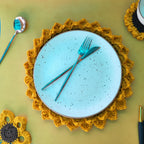 Handmade Sunflower Table Mat | Crochet Floral Placemat (14 inch)