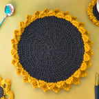 Handmade Sunflower Table Mat | Crochet Floral Placemat (14 inch)