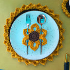 Handmade Sunflower Cutlery Holder – Crochet Floral Kitchen Organizer