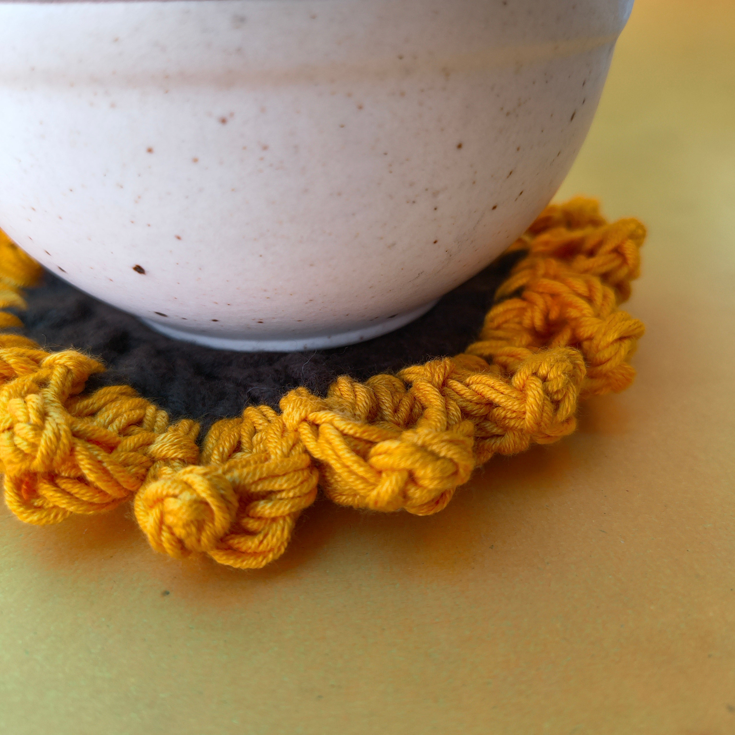 Handmade Sunflower Coasters – Set of 4 | Crochet Floral Drink Mats (5 inch) Home Decor
