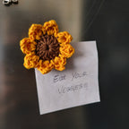 Sunflower Crochet Fridge Magnet – Handmade Floral Kitchen Décor