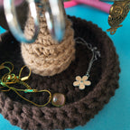 Mushroom Jewellery Holder | Handmade Earring Stand with Ring & Chain Tray in Pink & Brown