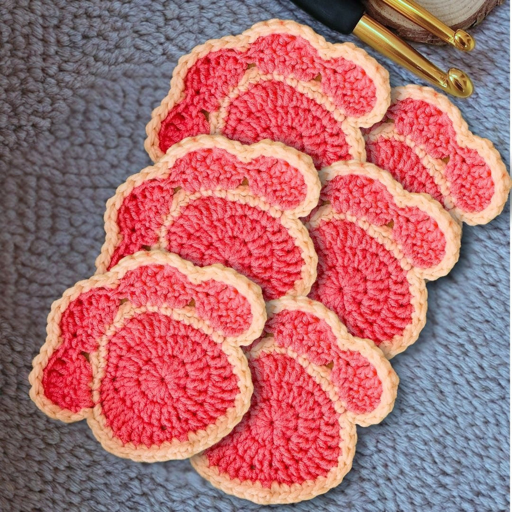 Kitty Paw Coasters – Set of 6 | Handmade Crochet Cat Lover Gift, Cute Pet Home Decor,| Soft Cotton Yarn Coaster Set