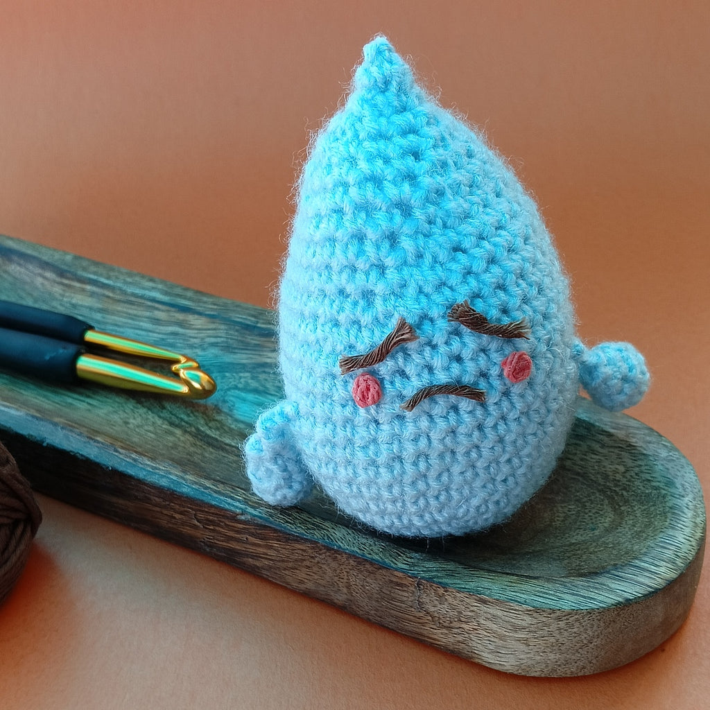 Rotlu - Blue Sadness Plushie – Amigurumi Crochet Comfort Toy | Handmade Emotional Support Plush | Soft Self-Care Gift for Kids & Adults