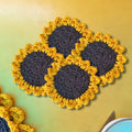 Handmade Sunflower Coasters – Set of 4 | Crochet Floral Drink Mats (5 inch) Home Decor
