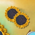 Handmade Sunflower Coasters – Set of 2 Crochet Floral Drink Mats (5 inch)