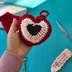 Evil Eye Heart “You” Keychain (Pink) – Handmade Crochet Protective Charm