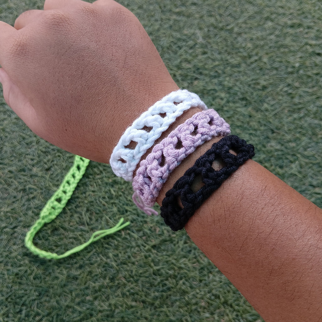 Pack of 10 Crochet Friendship Bands – Sleek Rectangular Design | Multicolor Set