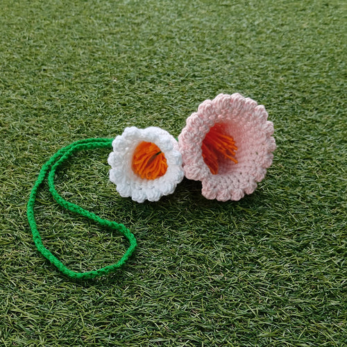 Curtain Tie Bell Flower – Handmade  Crochet Floral Tieback with Pink & White Flowers | Cottagecore Window Decor | Boho Curtain Holder
