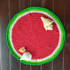 Table Mat - Set of 2 - Handmade Watermelon Crochet Placemats – 13.5" Round