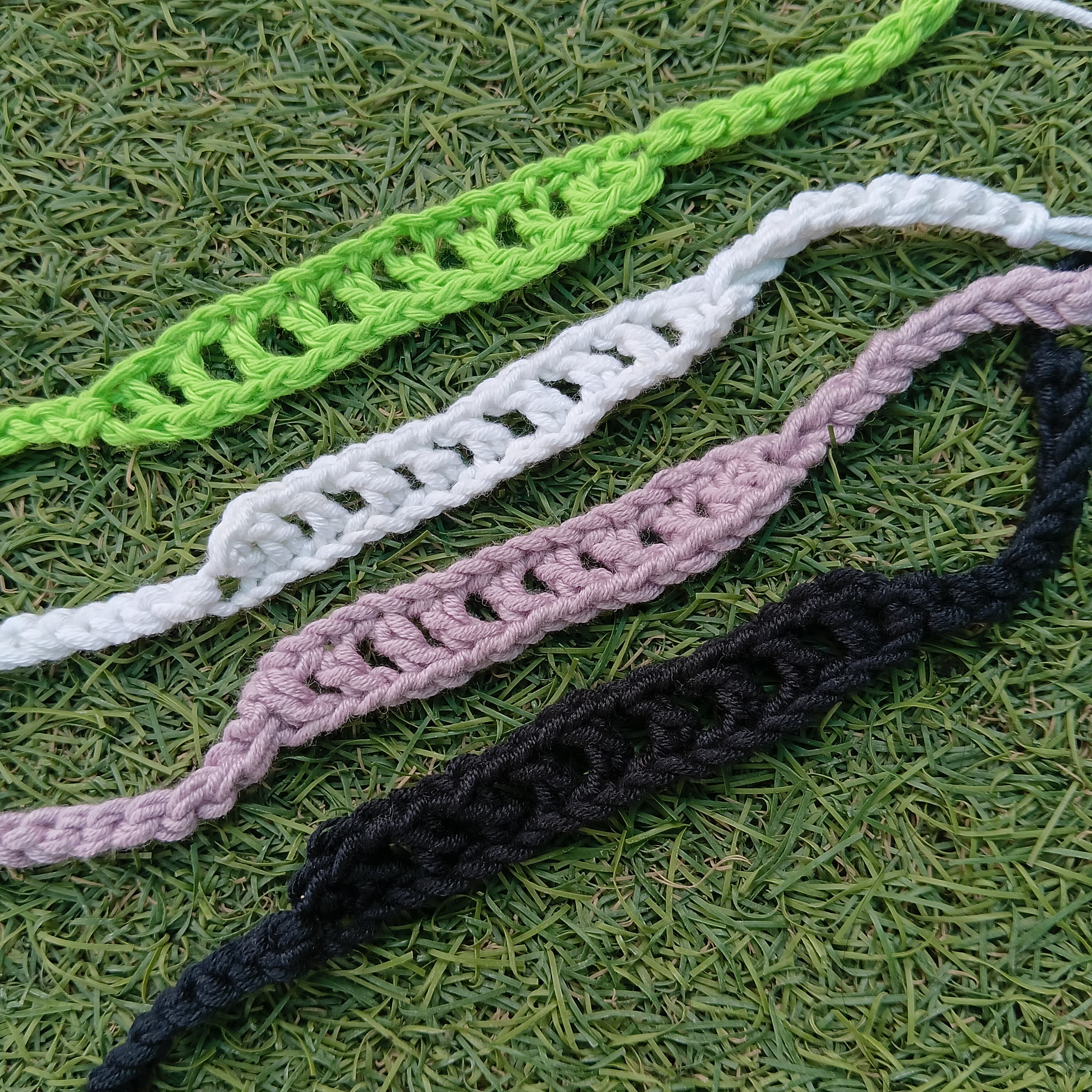 Pack of 10 Crochet Friendship Bands – Sleek Rectangular Design | Multicolor Set