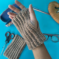 Gloves – Brown Fingerless Crochet Handwarmers | Handmade Fully Ribbed Stretch Gloves