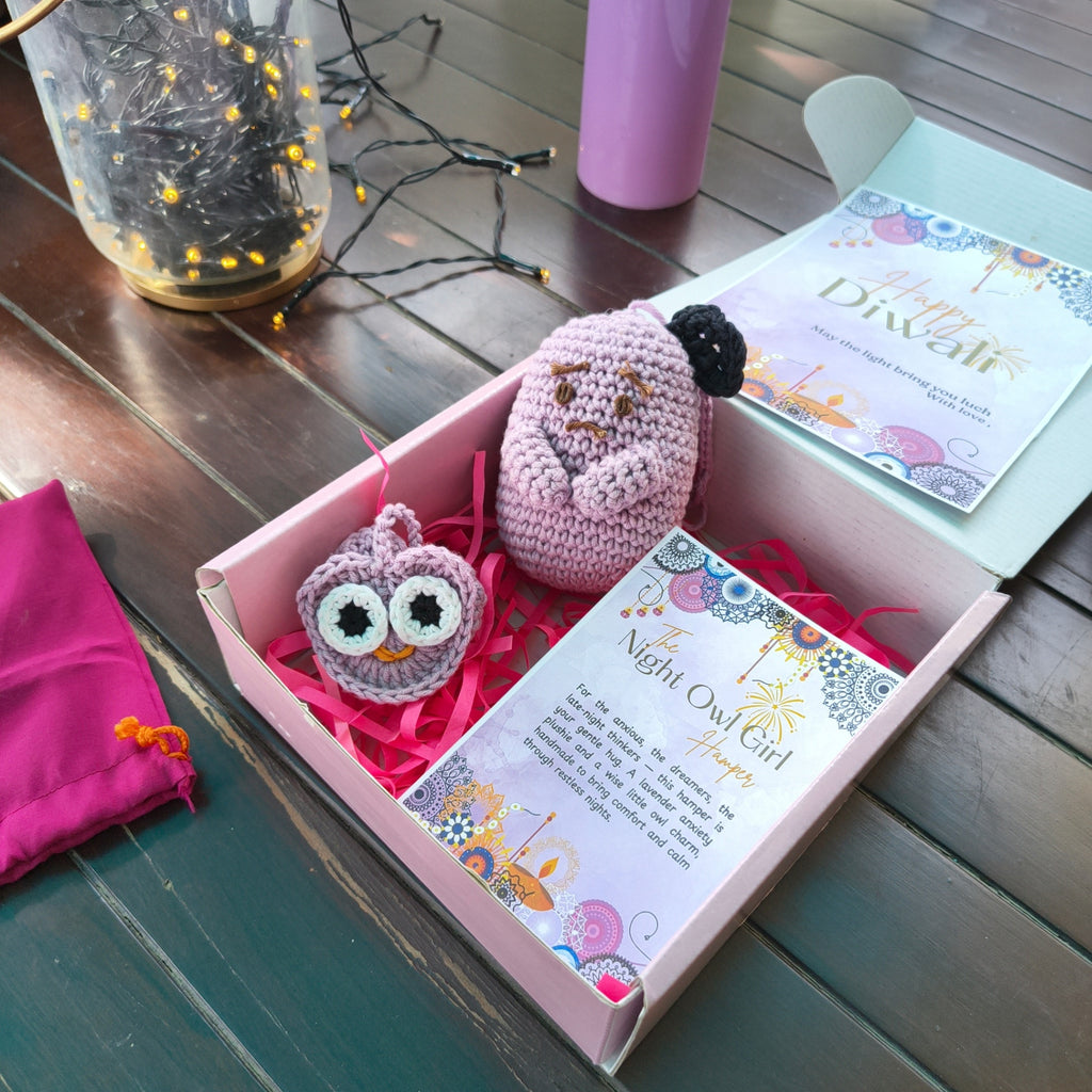 Hamper The Night Owl Girl Set – Lavender Anxiety Plushie & Owl Charm
