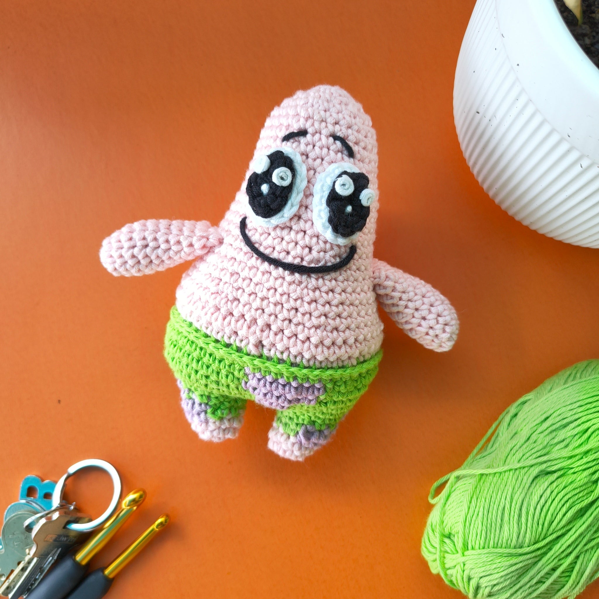 Patrick Star Crochet Plushie – Handmade Spongebob Inspired Toy