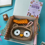 Desk Box | Handmade Sister Rakhi Gift Box with Owl Specs Holder, Headband, Rakhi & Greeting Card