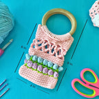 Anura Tulip Wooden Handle Purse – Handmade Crochet Tulip Bag (Baby Pink)