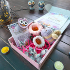 Hamper Cozy Book Nook Set: Bloom & Owl Edition – Bell Flower Curtain Tie, Lavender Bee Plushie & Owl Charm
