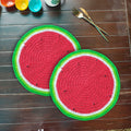 Table Mat - Set of 2 - Handmade Watermelon Crochet Placemats – 13.5" Round